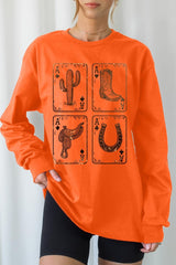 UL240P-E3094 Western Cowgirl Card Graphic Plus Long Sleeve Tee $17