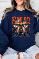 UL180P-E3088 Orange Black Football Game Day Bow Plus Sweatshirt $25