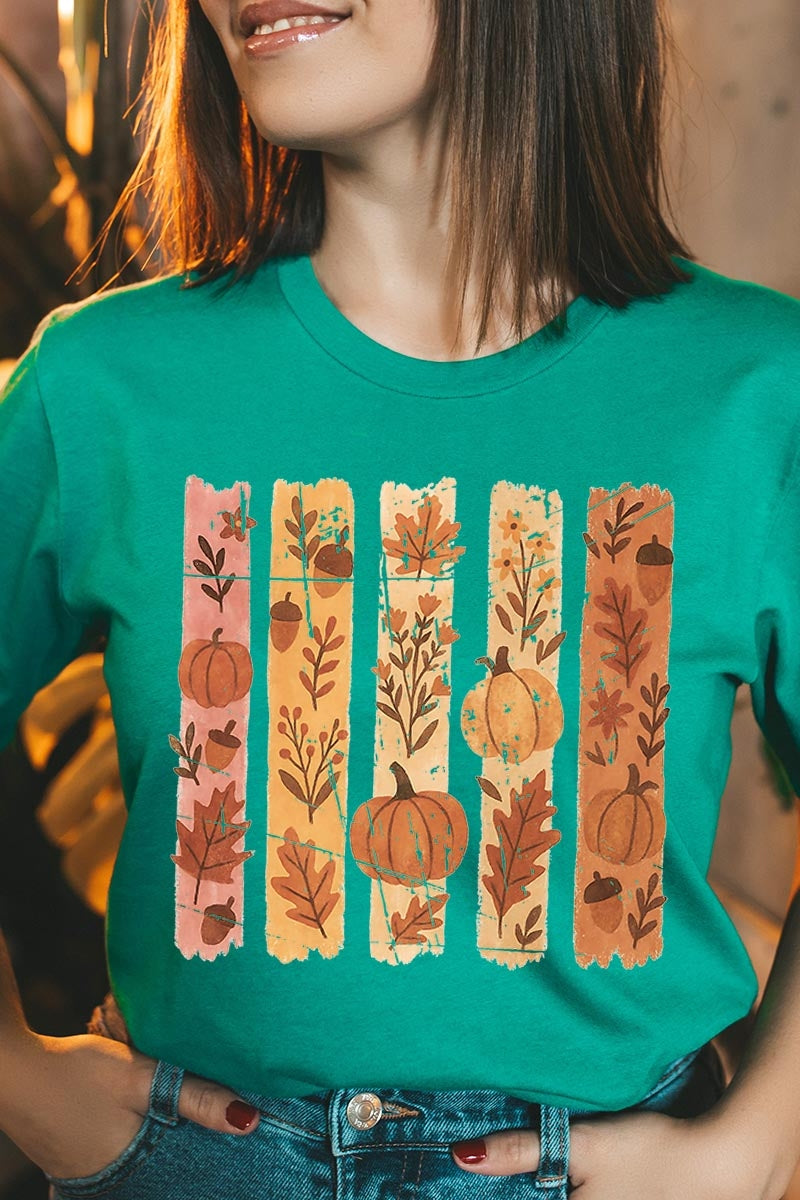 US3001P-E3110 Brushstroke Boho Fall Graphic Plus Tee $16