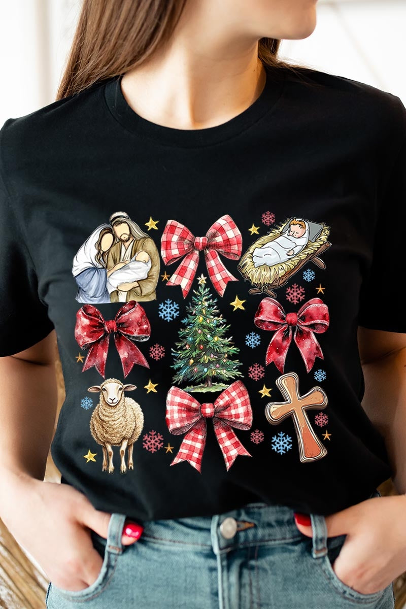 US3001-E3219 Nativity Scene Christmas Graphic Tee $12.5