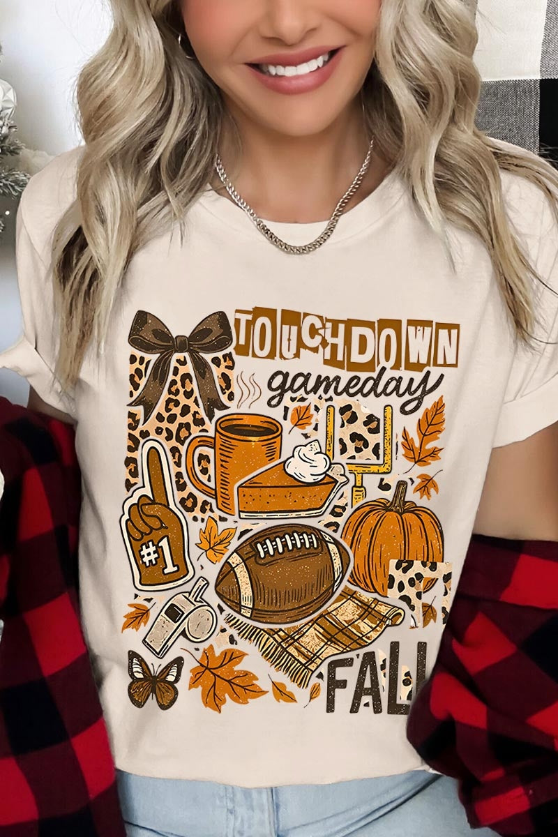 US3001-E3134 Fall Football Collage Graphic Tee $12.5
