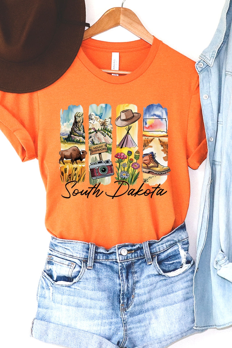 US3001-E3061SD South Dakota State Brushstroke Graphic Tee $12.5