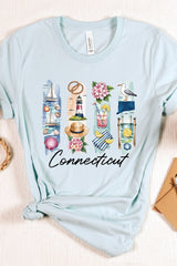 US3001P-E3061CT Connecticut State Brushstroke Graphic Plus Tee $16