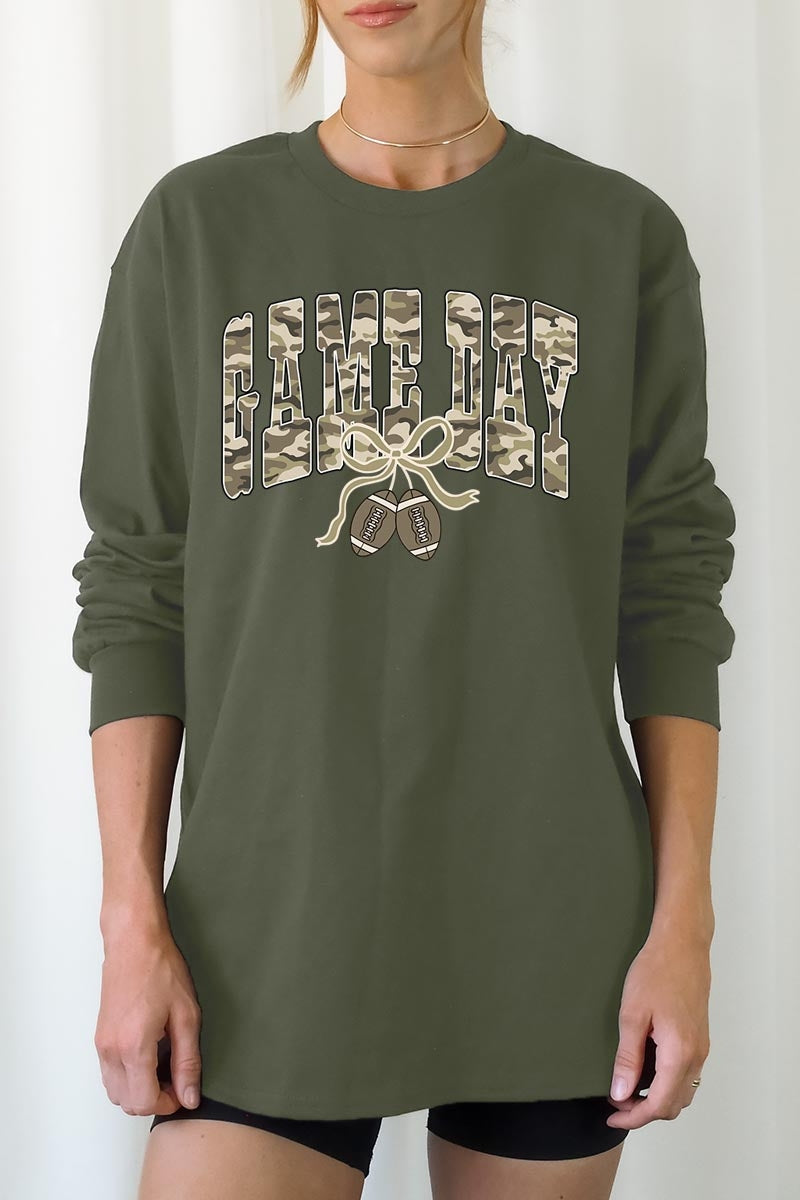 UL240P-E3131 Football Game Day Camo Plus Long Sleeve Tee $17