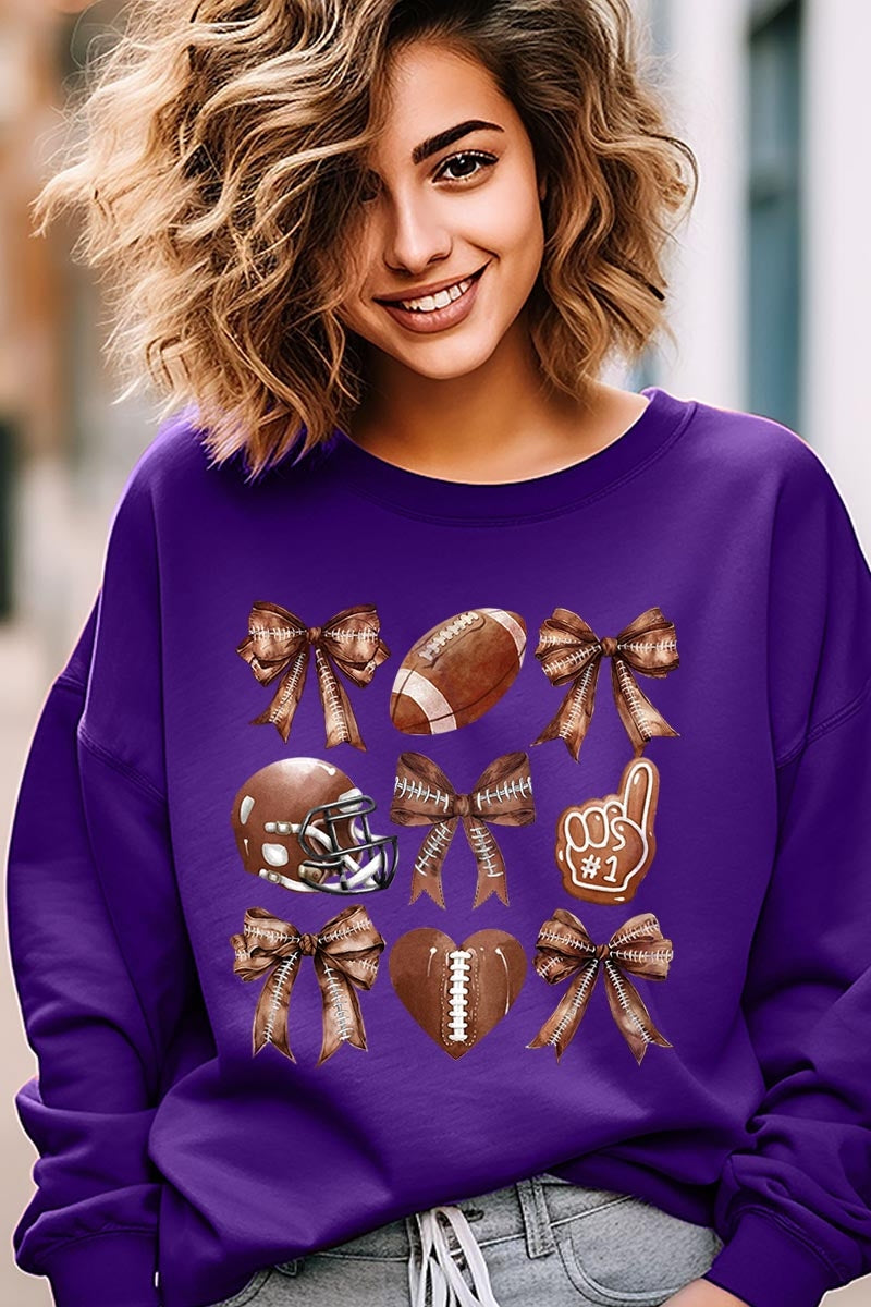 UL180-E3054 Cute Football and Bow Graphic Sweatshirt $20