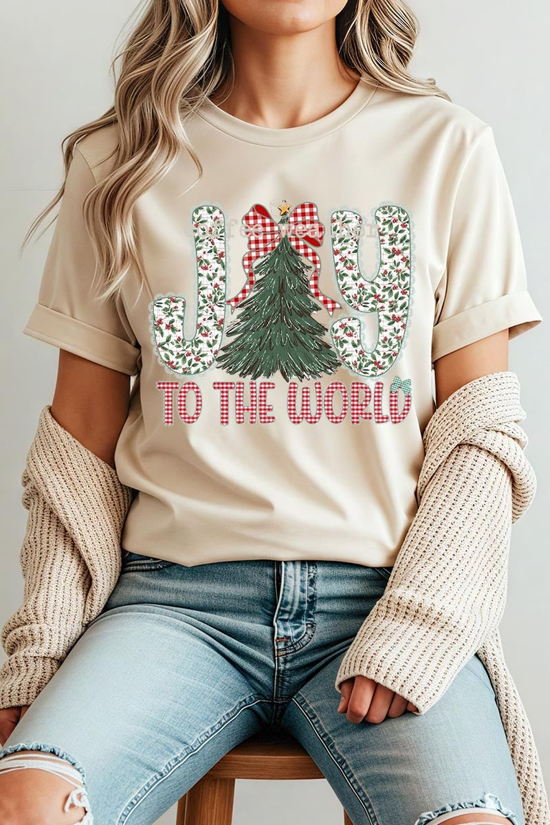 US3001P-E3213 Joy to the World Graphic Plus Tee $16