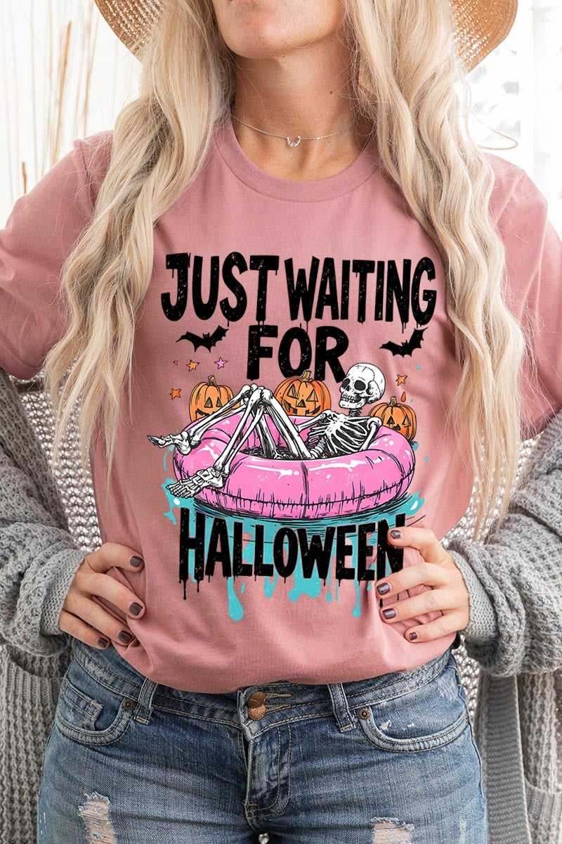 US3001-E3138 Just Waiting For Halloween Graphic Tee $12.5