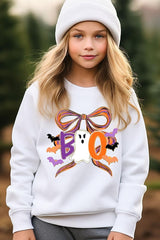 UL180B-E3120Z Boo Brushstroke Bow Kids Graphic Sweatshirt $20