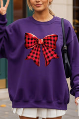 UL180-E3198 Red Buffalo Plaid Bow Graphic Sweatshirt $20