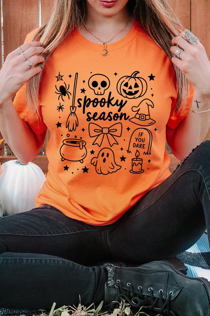 US3001-E3141 Halloween Doodle Graphic Tee $12.5