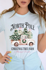 US3001-E3174 North Pole Christmas Graphic Tee $12.5