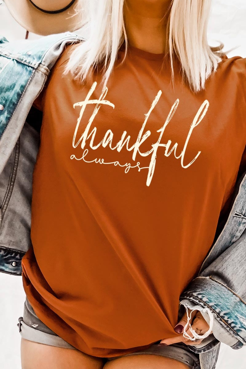US3001P-E3170 Thankful Graphic Plus Tee $16