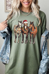 5000P-E3182 Christmas Horses Graphic Plus Heavy Cotton Tee $12.75