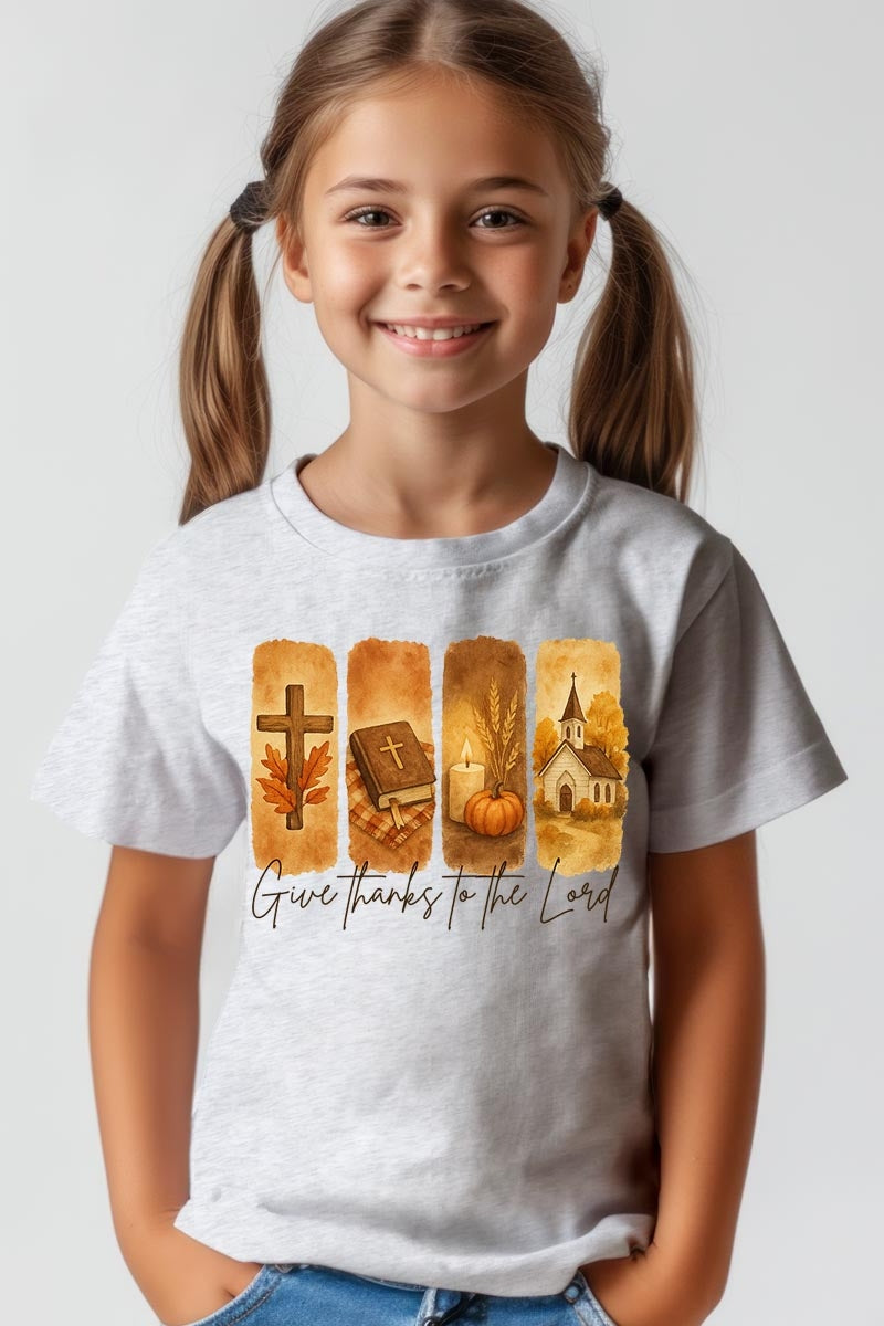 US3001Y-E3169Z Give Thanks To The Lord Kids Graphic Tee $11