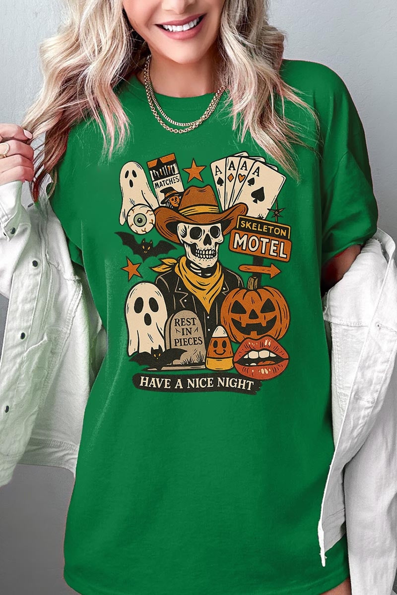 5000P-E3107 Spooky Skeleton Graphic Plus Heavy Cotton Tee $12.75