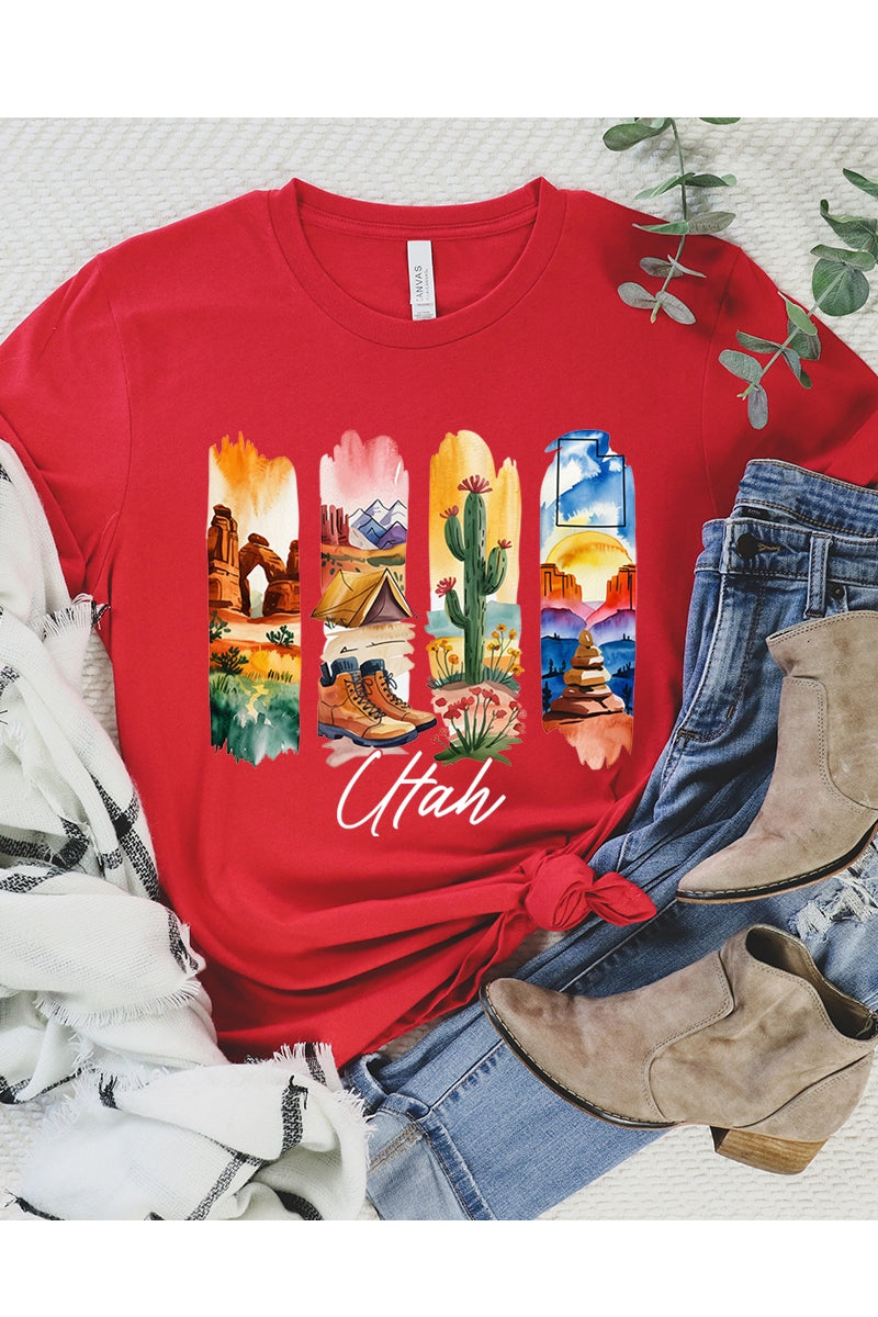 US3001-E3061UT Utah State Brushstroke Graphic Tee $12.5