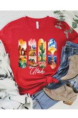 US3001-E3061UT Utah State Brushstroke Graphic Tee $12.5