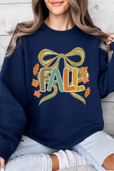 UL180P-E3121 Fall Brushstroke Bow Graphic Plus Sweatshirt $25