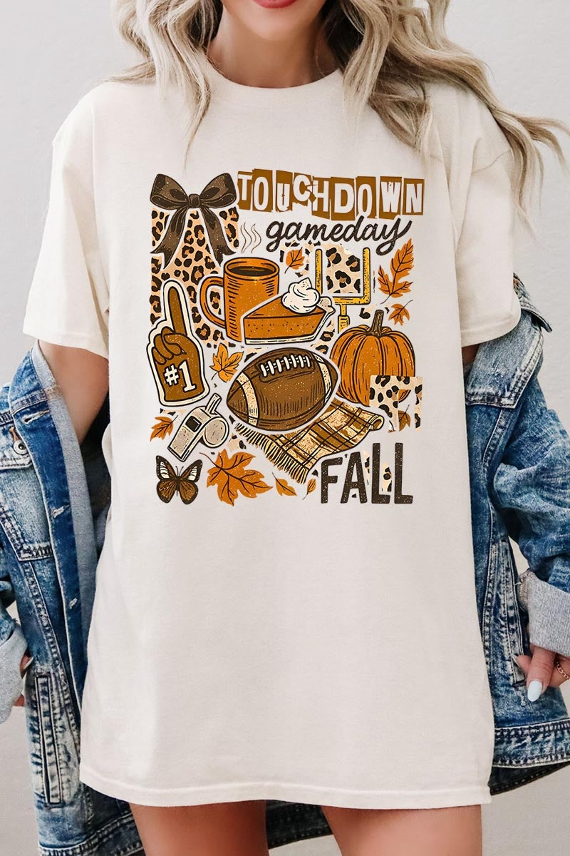 5000P-E3134 Fall Football Collage Plus Heavy Cotton Tee $12.75