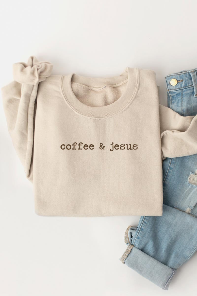 UL180-E3209 Coffee & Jesus Graphic Sweatshirt $20