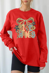 UL240-E3154 Give Thanks Bow Graphic Long Sleeve Tee $13.75