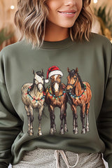 UL180P-E3182 Christmas Horses Graphic Plus Sweatshirt $25