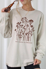 UL240P-E3146 Christian Wildflower Graphic Plus Long Sleeve Tee $17