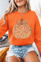 UL180-E3135 Floral Fall Pumpkin Graphic Sweatshirt $20