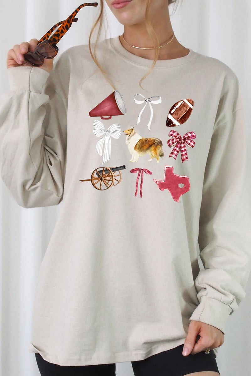 UL240P-E3079 Texas Football Graphic Plus Long Sleeve Tee $17