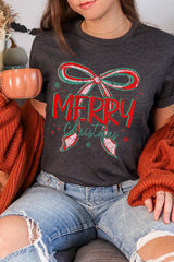 US3001P-E3197 Merry Christmas Bow Graphic Plus Tee $16
