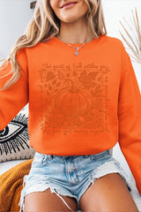 UL180-E3112 Fall Pumpkin Botanical Graphic Sweatshirt $20