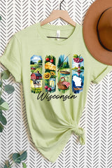 US3001-E3061WI Wisconsin State Brushstroke Graphic Tee $12.5