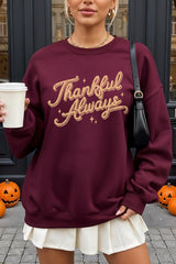UL180P-E3168 Thankful Always Graphic Plus Sweatshirt $25