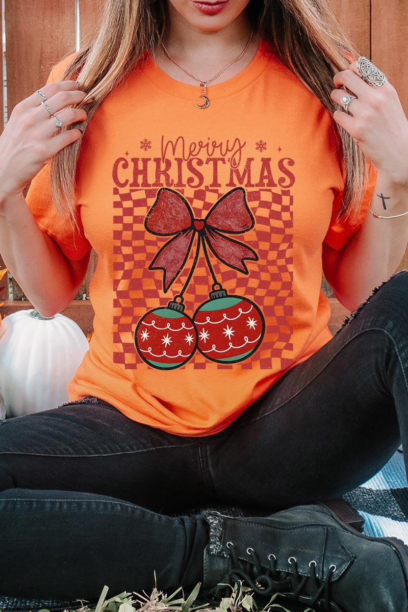 US3001-E3196 Cherry Ornament Christmas Graphic Tee $12.5