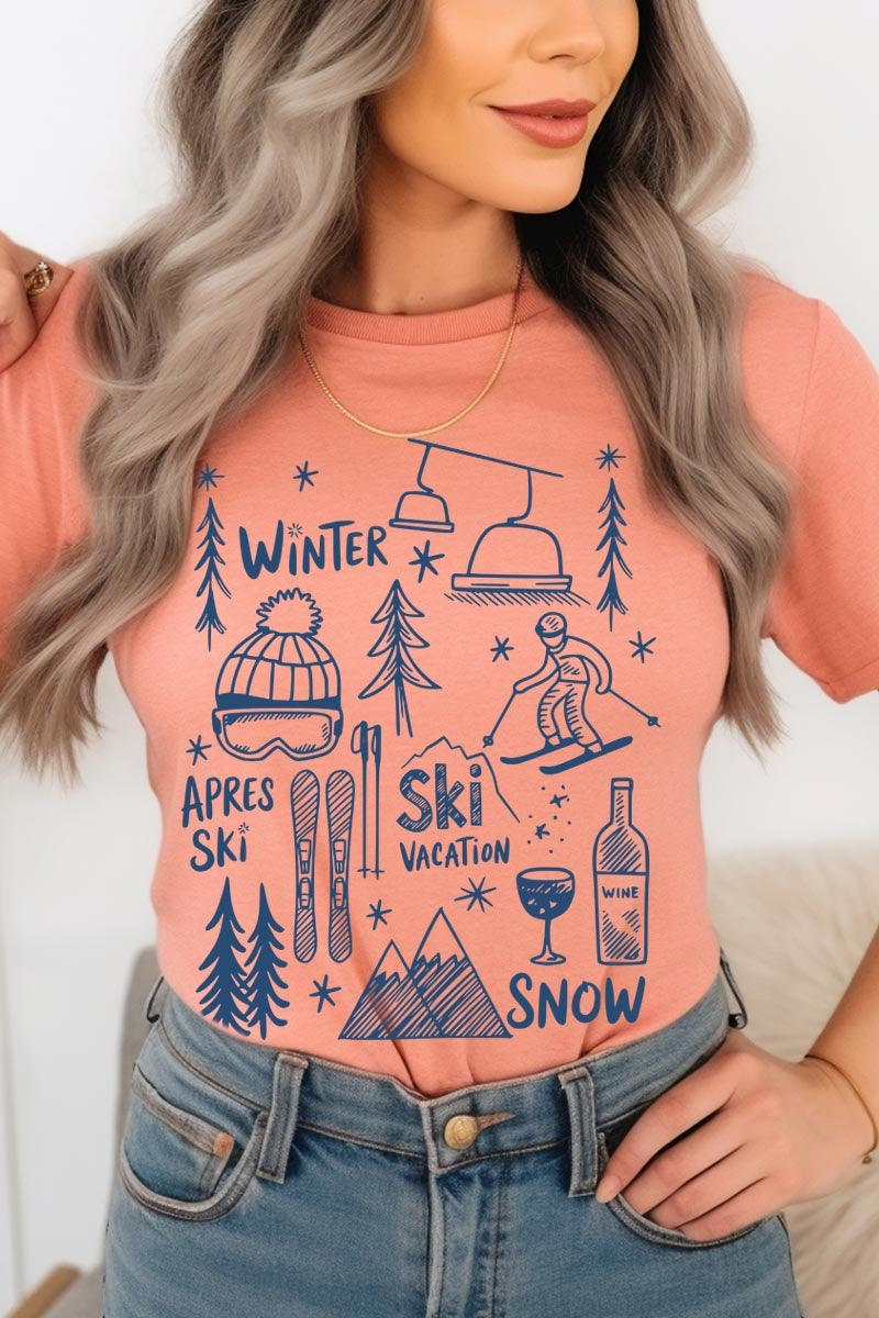 US3001P-E3188 Ski Doodle Graphic Plus Tee $16