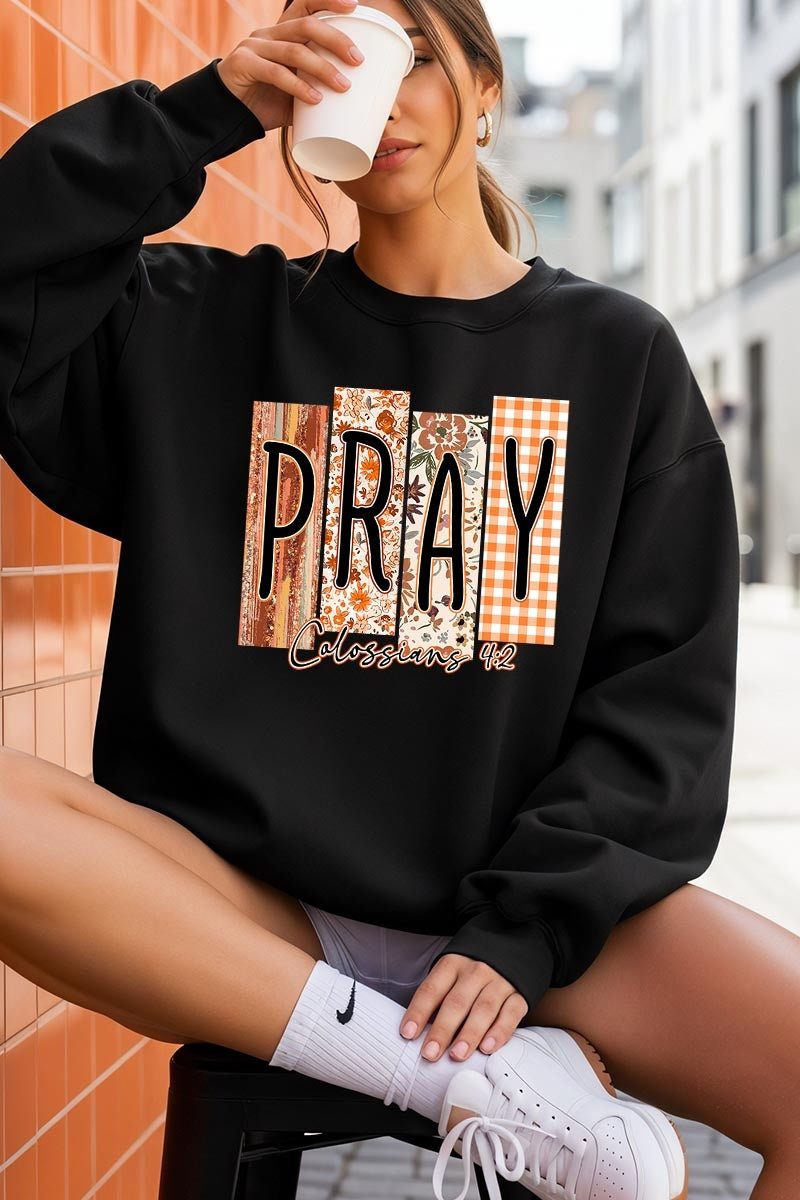 UL180-E3166 Pray Fall Christian Graphic Sweatshirt $20