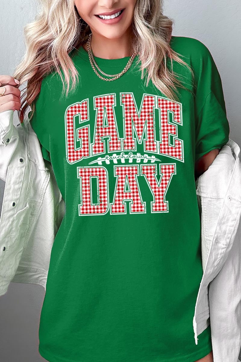 5000P-E3126 Red Gingham Game Day Graphic Plus Heavy Cotton Tee $12.75
