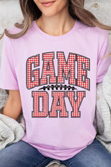 US3001-E3126 Red Gingham Game Day Graphic Tee $12.5