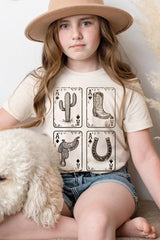 US3001Y-E3094Z Western Cowgirl Card Kids Graphic Tee $11