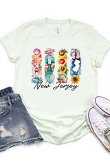 US3001-E3061NJ New Jersey State Brushstroke Graphic Tee $12.5