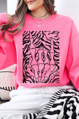 UL180-E3177 Skeleton Hands Zebra Graphic Sweatshirt $20