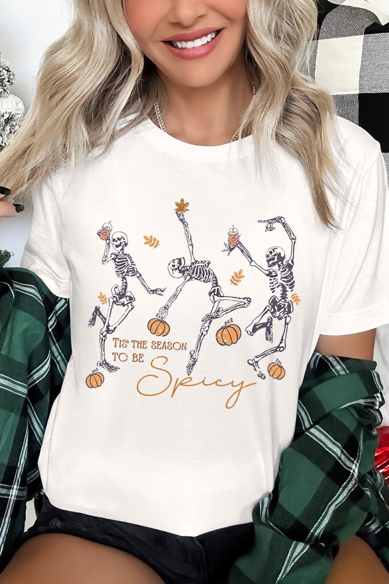 US3001P-E3123 Halloween Skeleton Graphic Plus Tee $16
