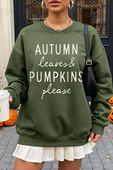 UL180P-E3158 Autumn Leaves Pumpkins Graphic Plus Sweatshirt $25