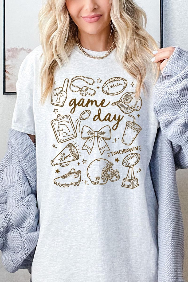5000-E3081 Football Doodles Graphic Heavy Cotton Tee $9