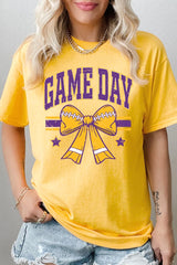 5000-E3063 Purple Football Bow Graphic Heavy Cotton Tee $9
