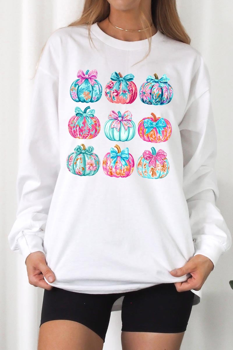 UL240-E3137 Coquette Pumpkin Graphic Long Sleeve Tee $13.75