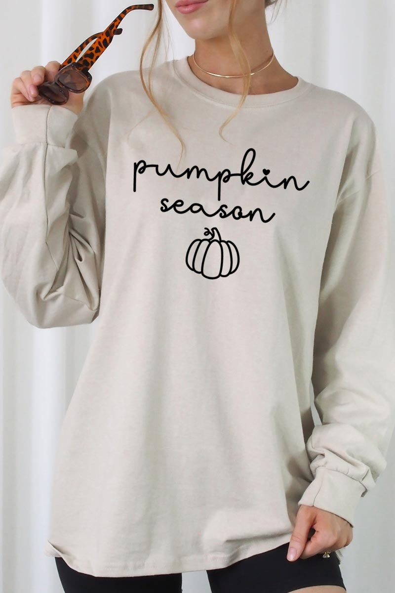 UL240-E3152 Pumpkin Season Graphic Long Sleeve Tee $13.75