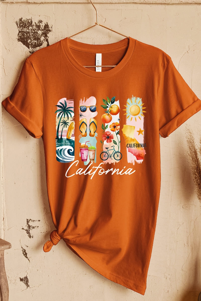 US3001-E3061CA California State Brushstroke Graphic Tee $12.5