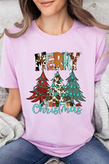 US3001P-E3200 Merry Christmas Trees Graphic Plus Tee $16