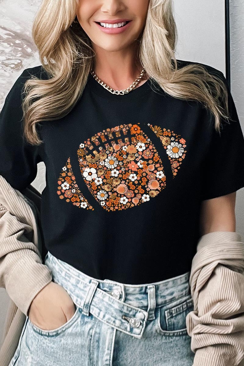 US3001P-E3133 Floral Football Graphic Plus Tee $16